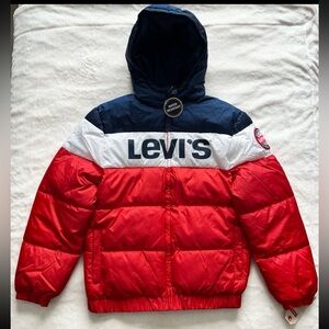 Levi's Tricolor Hooded Puffer Jacket Kids size 12-13 Years